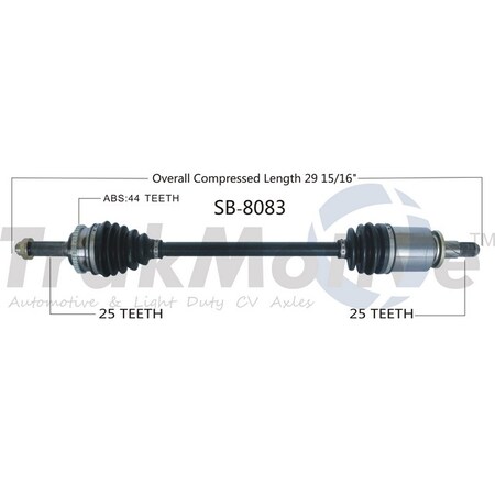 Surtrack Axle Cv Axle Shaft, Sb-8083 SB-8083